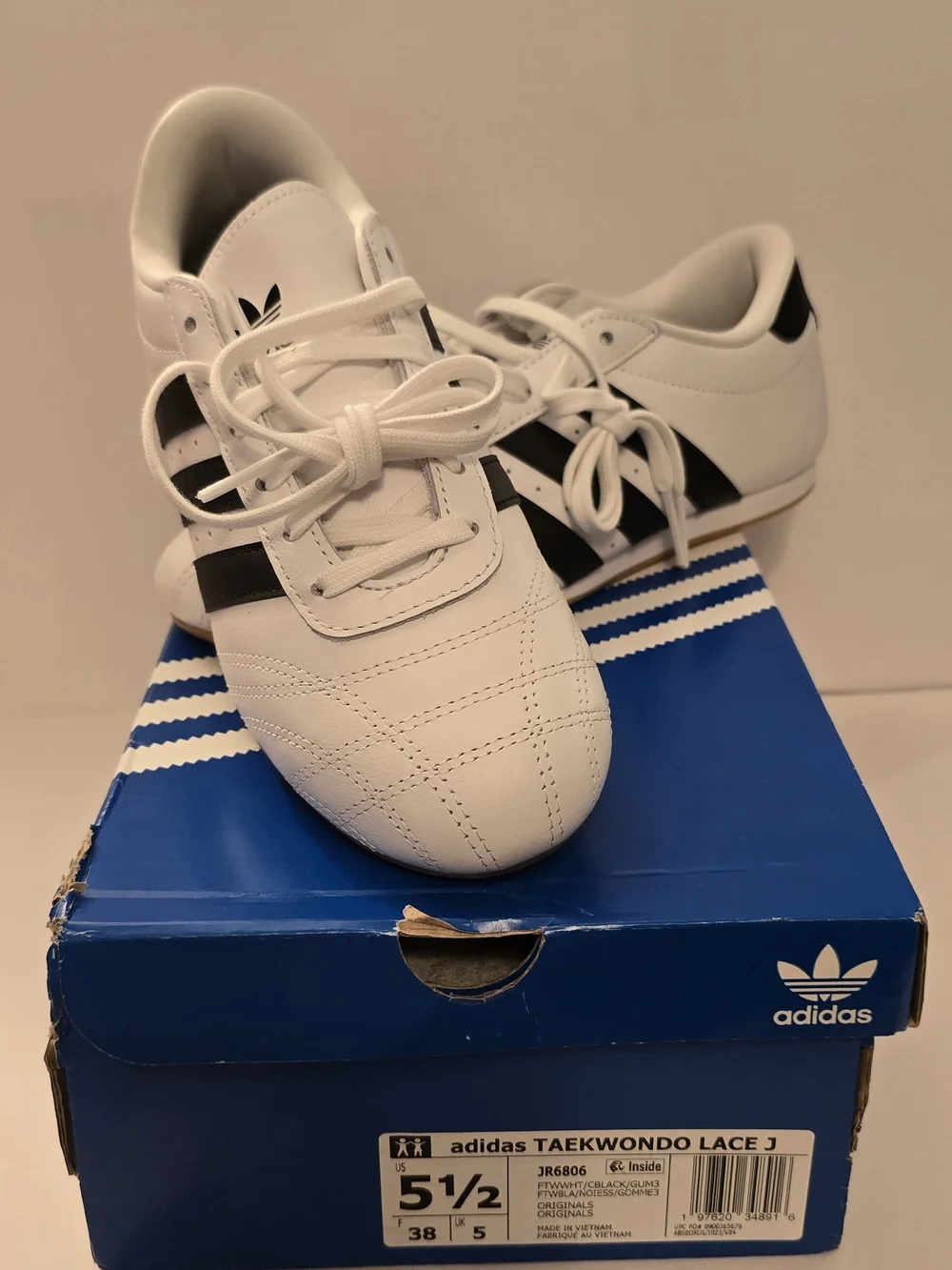 Adidas Kids Taekwondo Lace J Shoes - White/Black